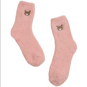 Bear Embroidered Fuzzy Socks
